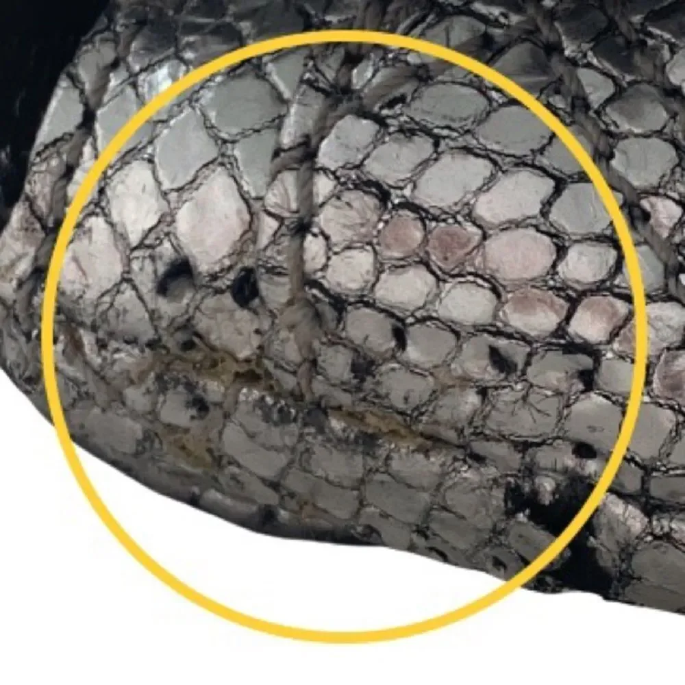 Marc Jacobs Quilted Leather Snakeskin Animal Print Embossed Studded Silver Bag